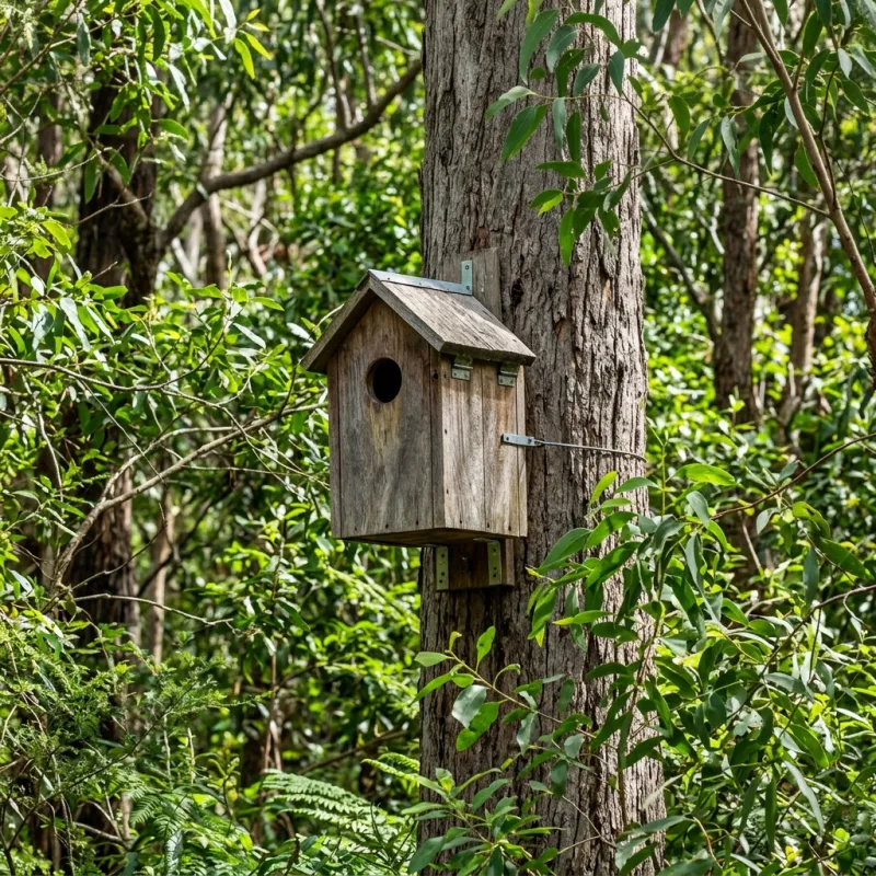 Animal nesting box installed as a humane alternative to a Hadfield roof cavity