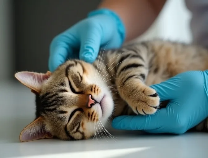 Specialist carefully handling a deceased cat with dignity in Hadfield