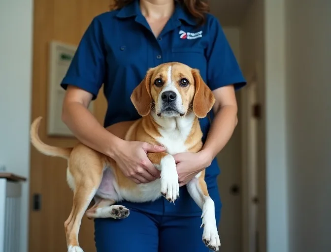 Technician respectfully transporting a deceased dog in Hadfield